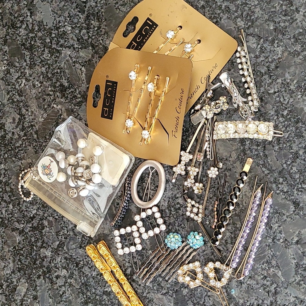 Rhinestone and Beaded Hair Accessories Clips and Bobby Pin - Complete Bundle